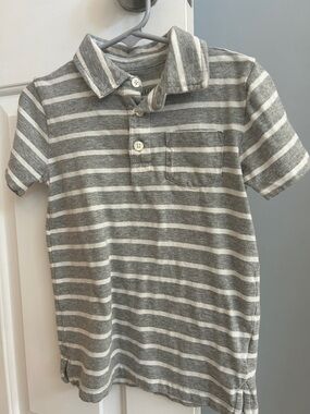 Crewcuts Gray and White Striped Polo Shirt size XS (4-5)